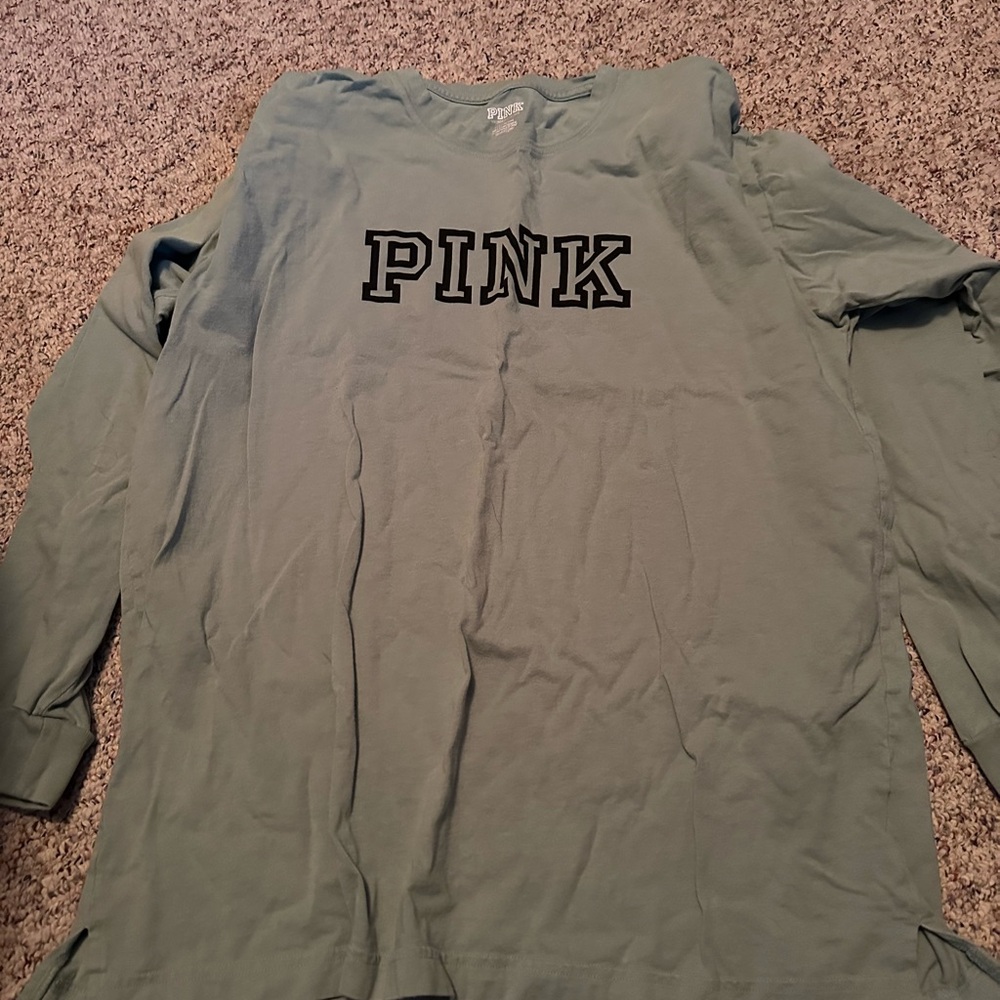 PINK Victoria's Secret Green Boxy Long Sleeve Top